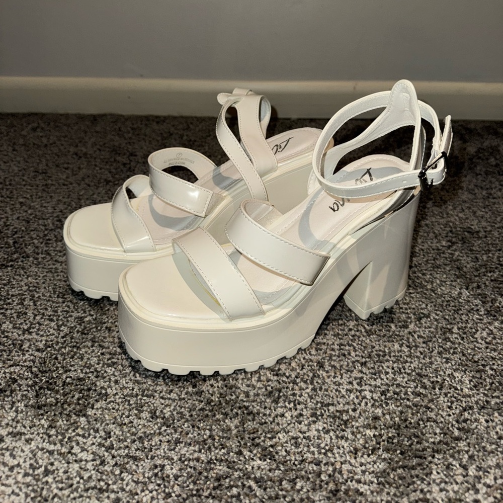 Stylish White Platform Heels